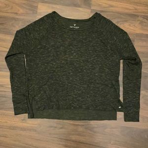 XS heathered-green American Eagle “Soft & Sexy Plush” sweater.